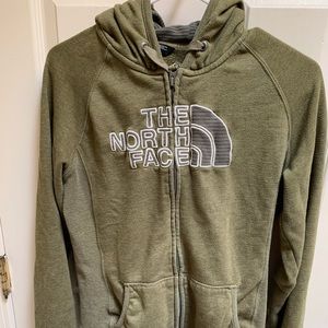 The North Face Olive Green zip up hoodie